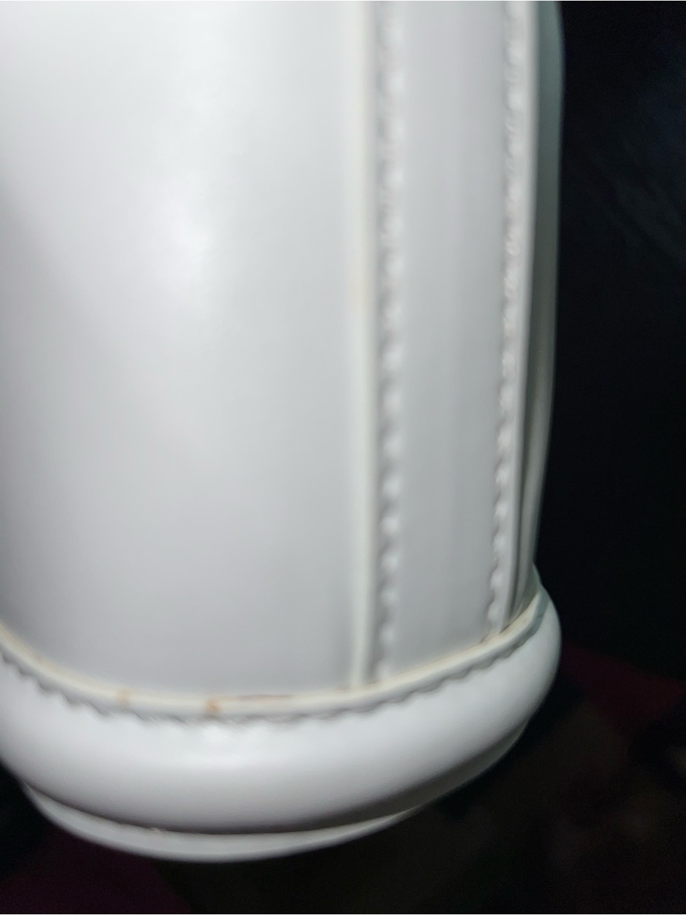 White Mini Bucket Bag with Gold Hardware - Embossed Logo - Picture 9 of 9